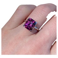 Malaya Garnet 5.06Ct natural gemstone Ring, 18 Karat White Gold, 6.5US, GFCO