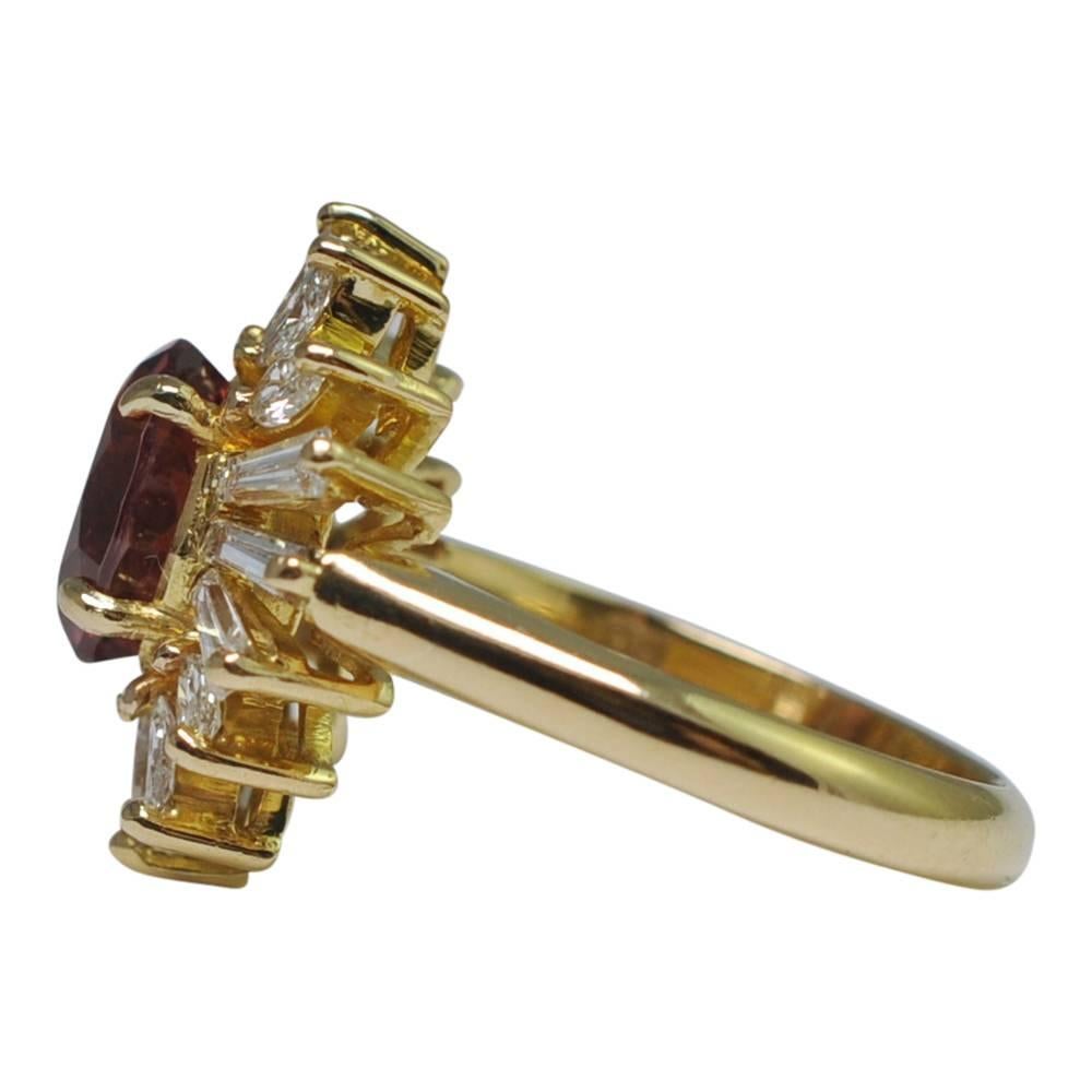 Women's Malaya Garnet Diamond Gold Ring For Sale