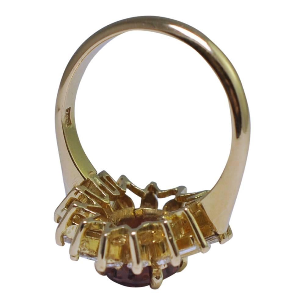 Malaya Garnet Diamond Gold Ring For Sale 2