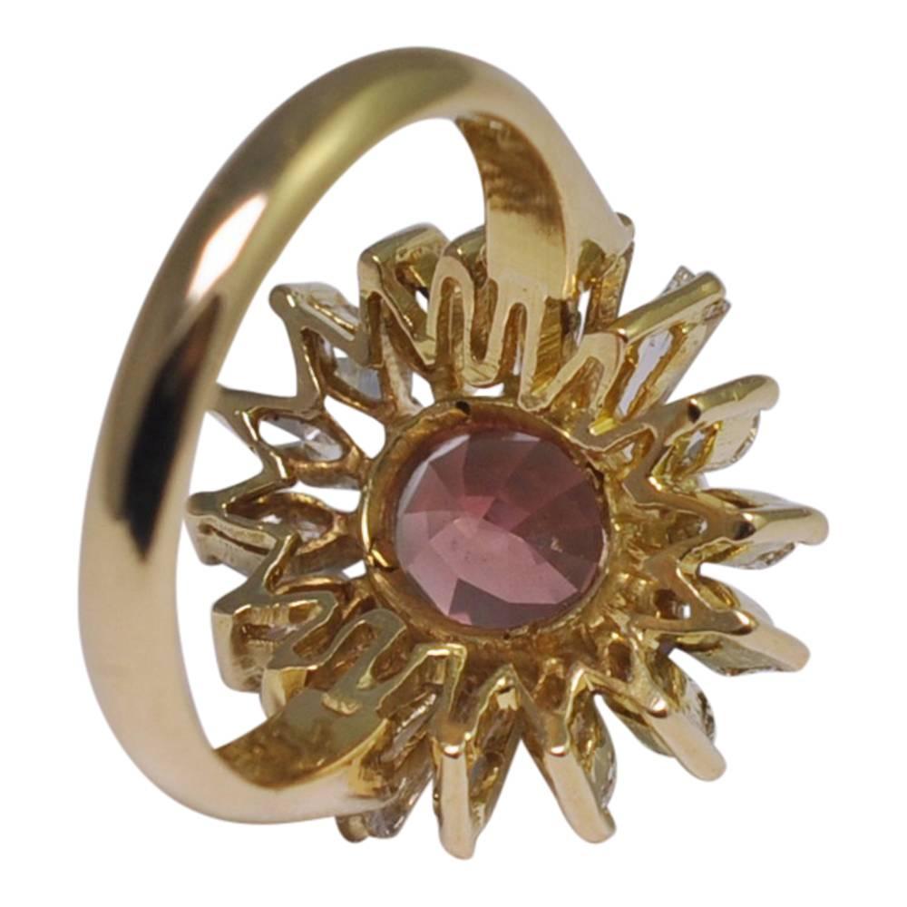 Malaya Garnet Diamond Gold Ring For Sale 3