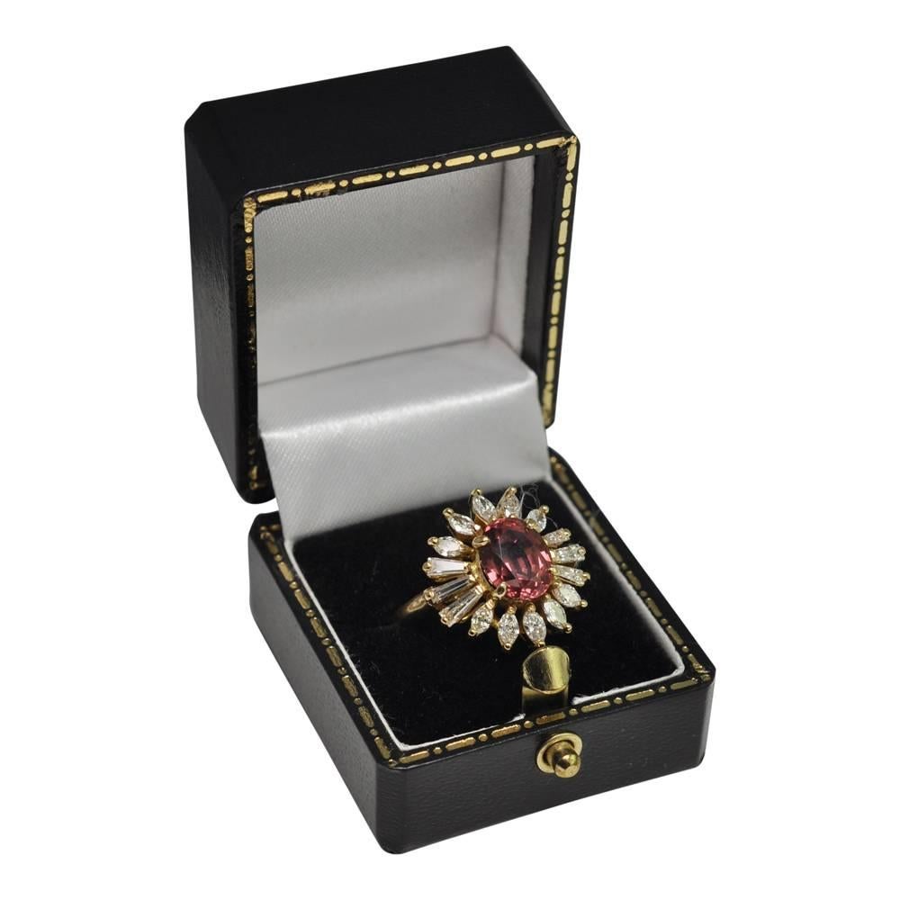 Malaya Garnet Diamond Gold Ring For Sale 4