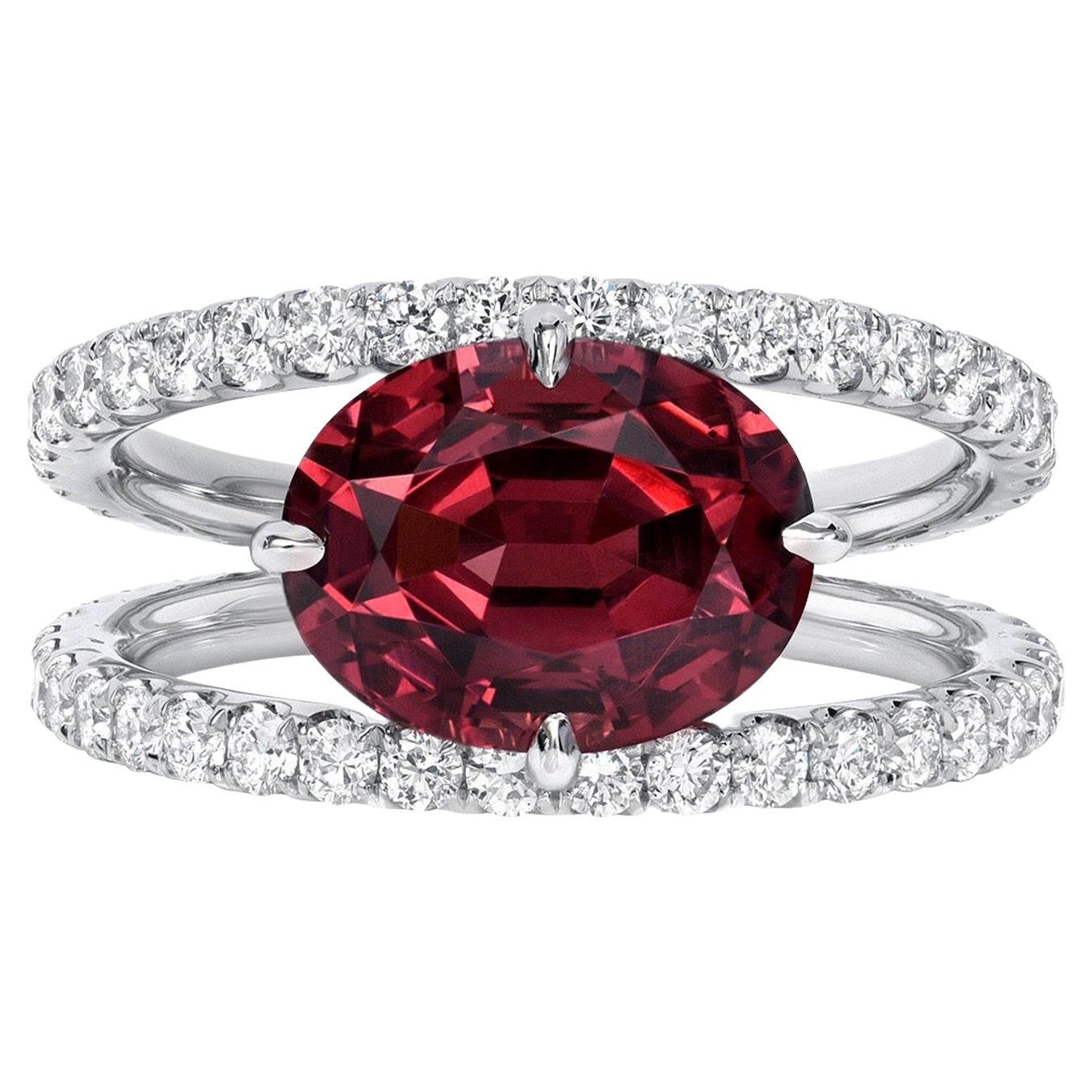 Malaya Granat & Diamant Platin Ring - Perfekt für Geburtstage & Jubiläen im Angebot