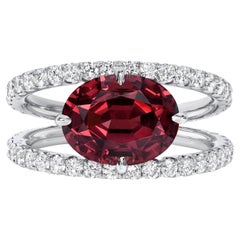 Malaya Garnet & Diamond Platinum Ring – Perfect for Birthdays & Anniversaries