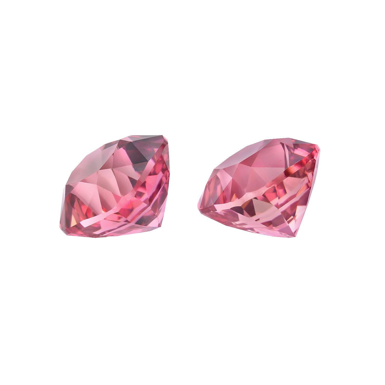 Cushion Cut Malaya Garnet Pink Tourmaline Earrings Gem Set 9.69 Carats Loose Gemstones