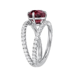 4.23 Carat Malaya Garnet Diamond Platinum Ring 1.06 Carats by Merkaba