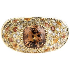 Malaya Garnet Spessatite Garnet Sapphire Diamond Cocktail Ring