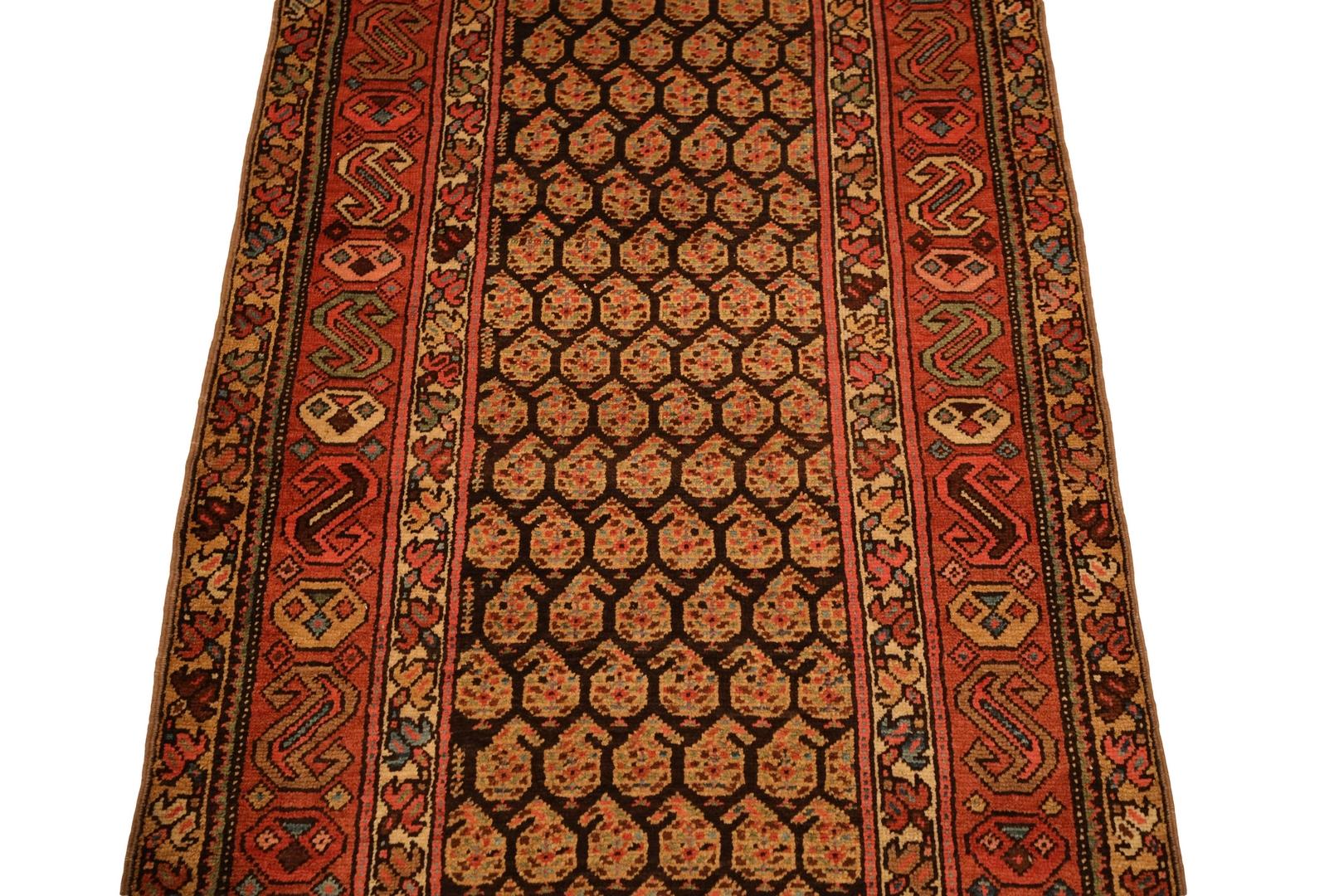 Hand-Knotted Malayer Antique Boteh Runner - 3'2