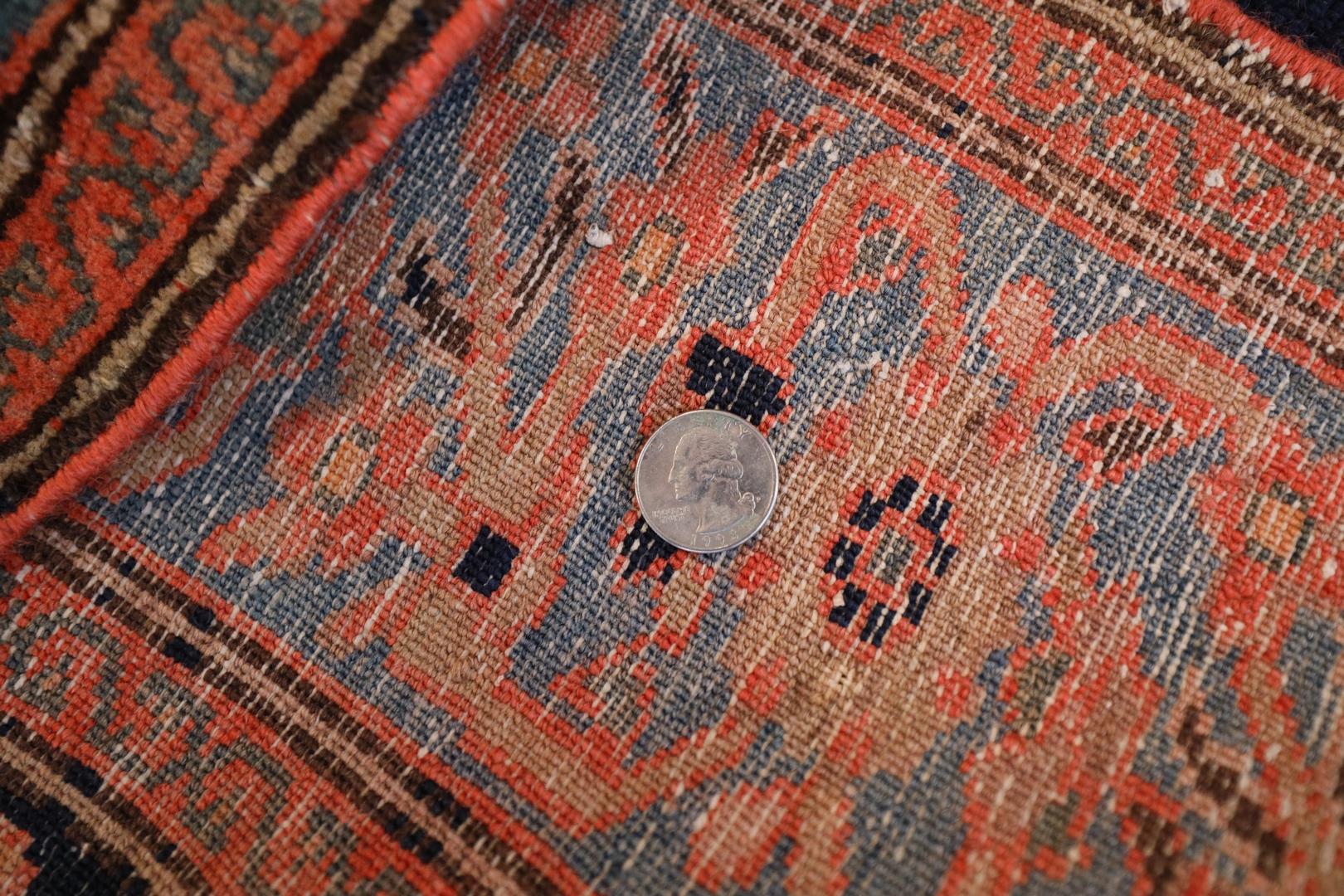Malayer Antique Rug, Duo-Medallion Red Blue - 4'6