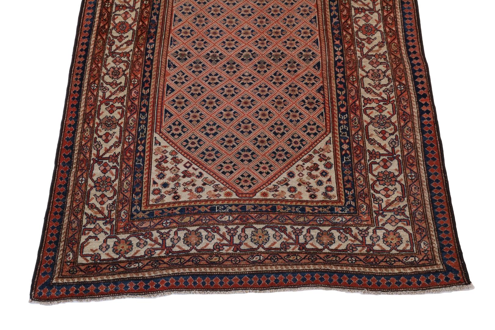 Persian Malayer Antique Rug, Red Ivory Blue - 4 x 6 For Sale