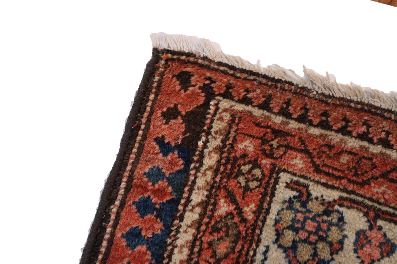 20th Century Malayer Antique Rug, Red Ivory Blue - 4 x 6 For Sale