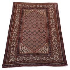 Tapis ancien Malayer, rouge ivoire bleu - 4 x 6