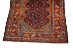 Antiker Malayer-Teppich, rot, marineblau, 3' x 6'6"