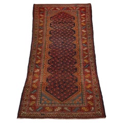 Antiker Malayer-Teppich, rot, marineblau, 3' x 6'6"