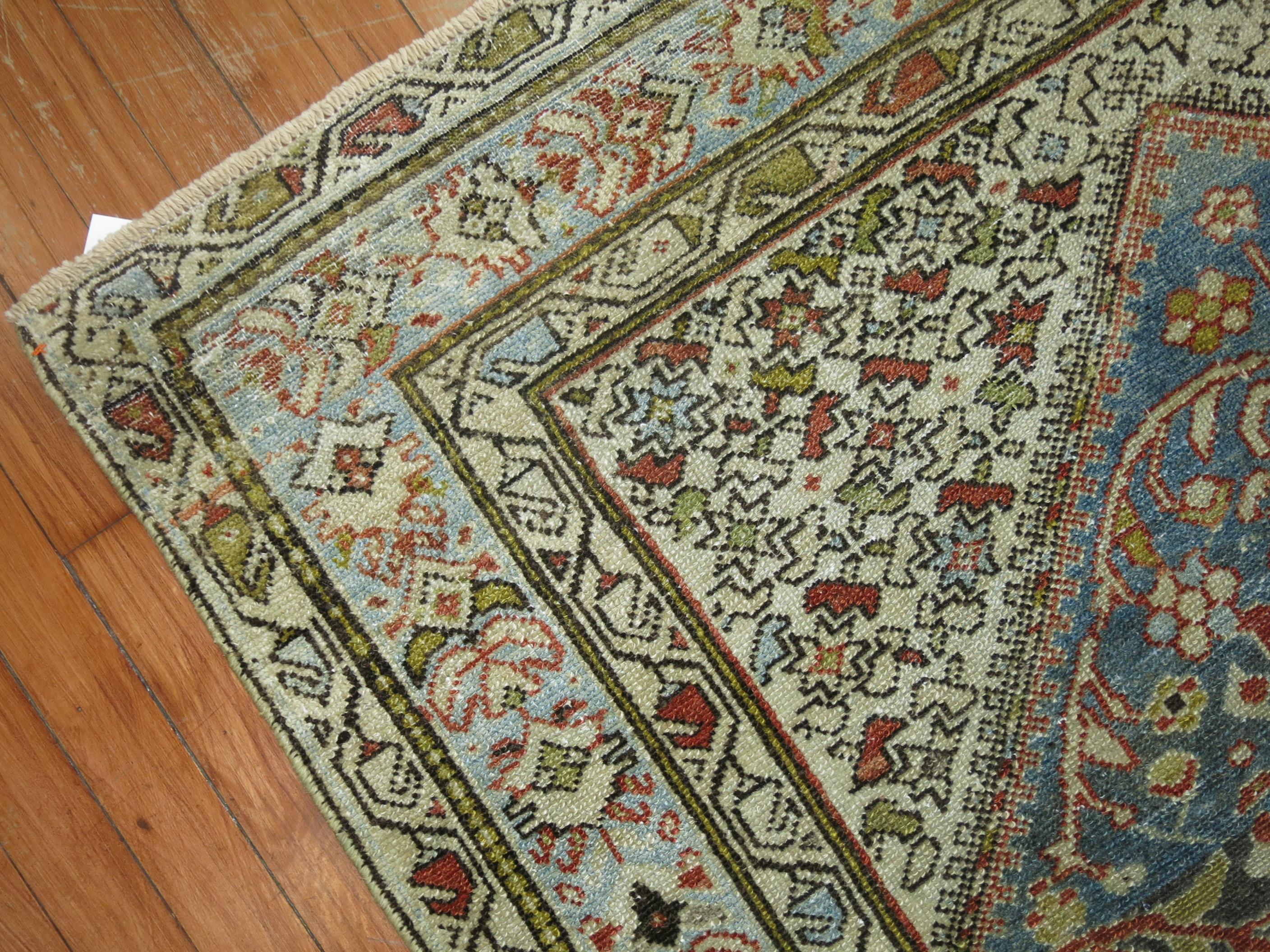 Hand-Woven Malayer Blue Persian Rug