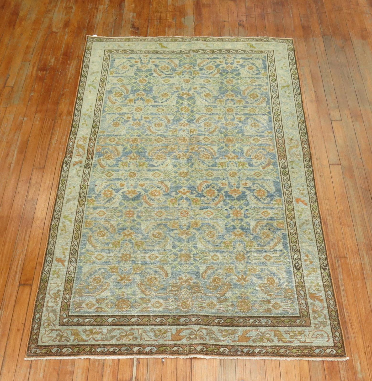 Wool Malayer Blue Persian Rug For Sale