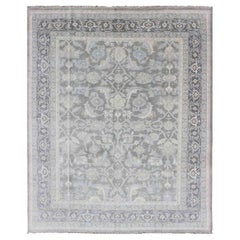 Retro Malayer Design Rug in Gray, Silver, Light Blue and Charcoal by Keivan Woven Arts