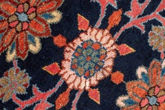 Malayer in Tomato Red, Camel, Salmon, Cornflower Blue and Ivory on Navy c.1920