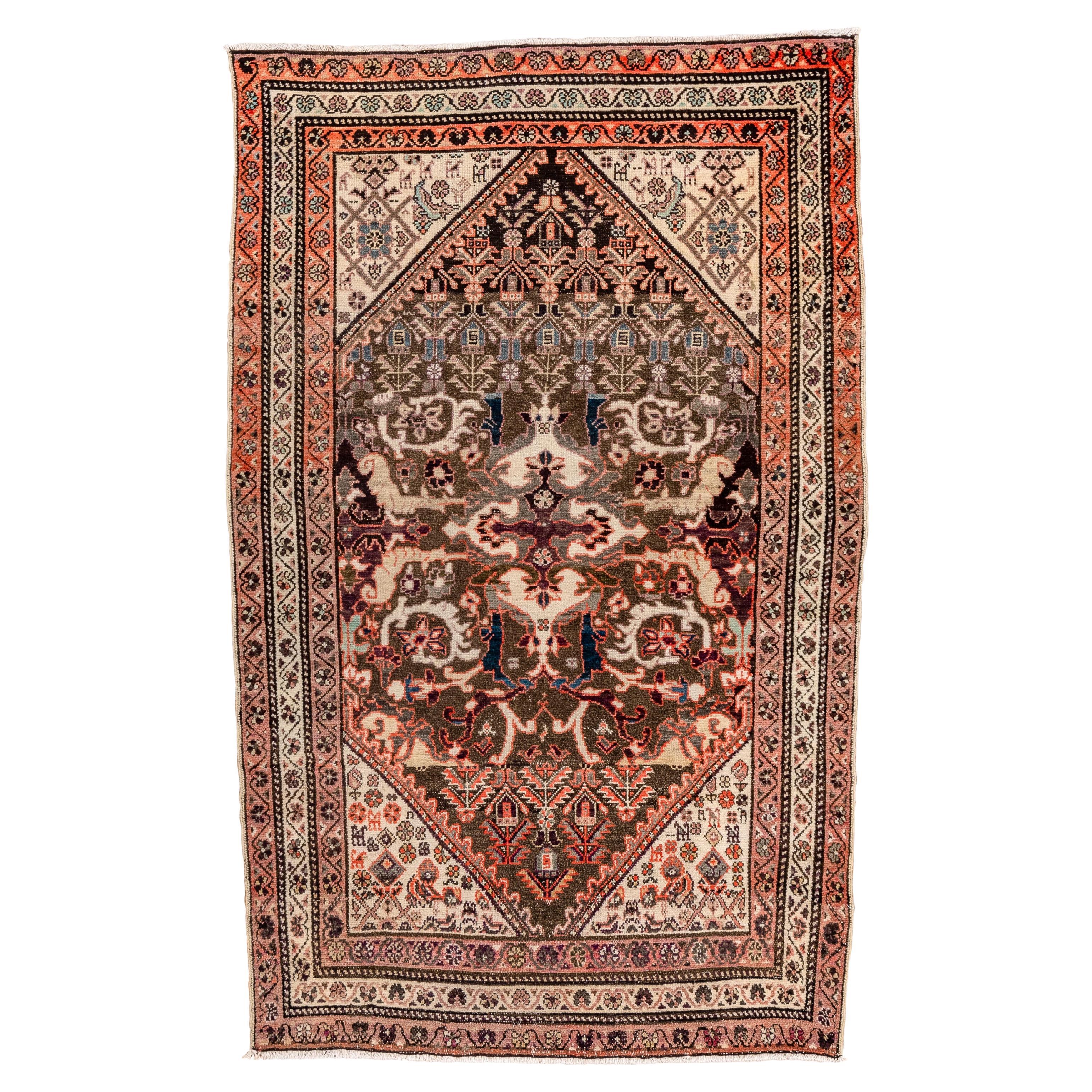 Malayer Medaillon Matte Orange Töne im Angebot