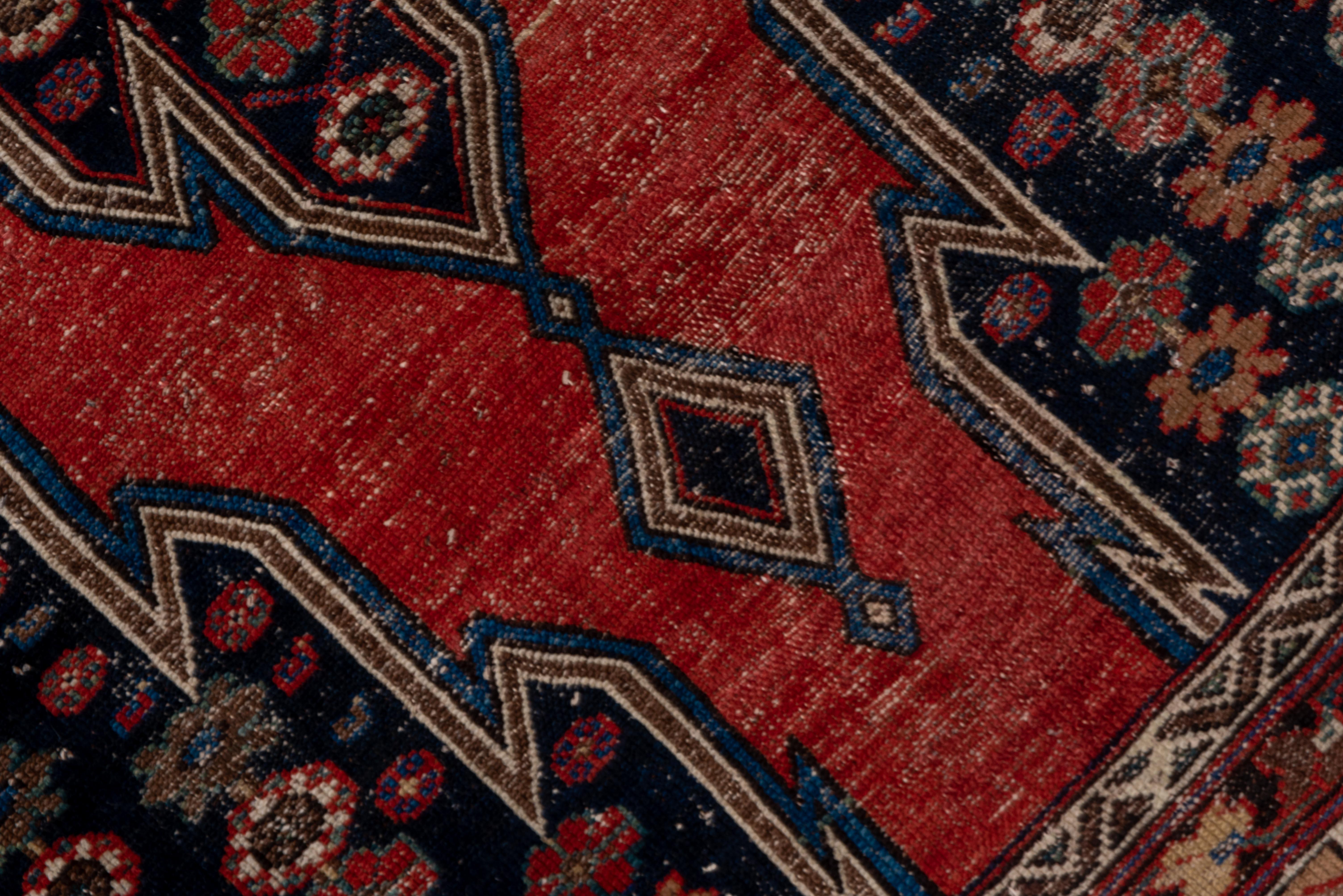 Early 20th Century Malayer Rug in Blue Red Design 1920 For Sale