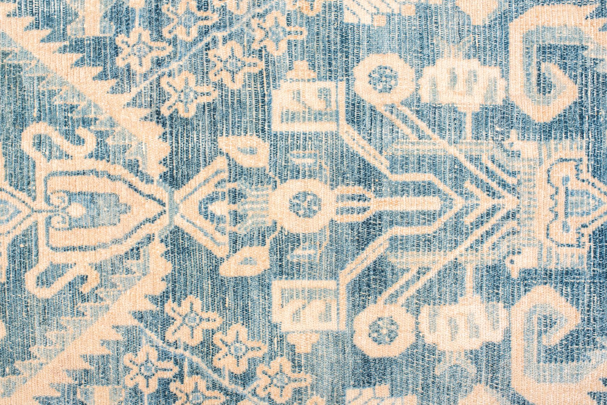 Hand-Knotted Malayer Runner with a Floral Design For Sale