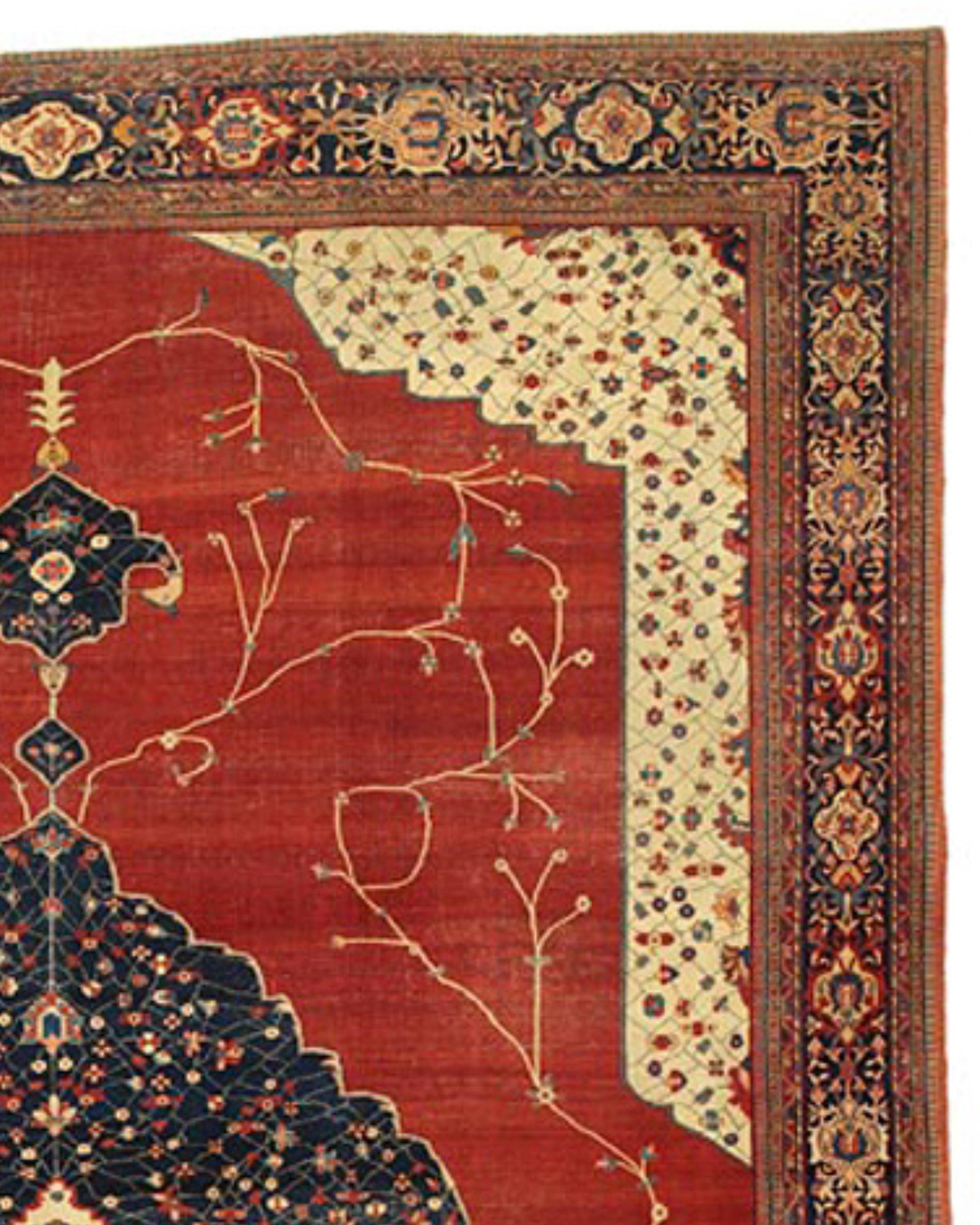 Mid-19th Century Large Antique Persian Malayer Sarouk Carpet, 19th Century For Sale