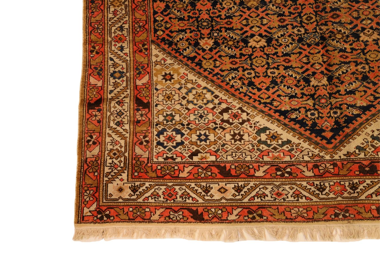 Other Malayer Semi-Antique Gallery Size Rug, Red Ivory Navy - 7 x 18 For Sale