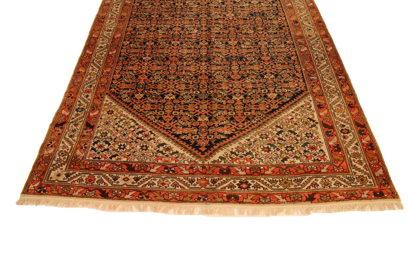 Persian Malayer Semi-Antique Gallery Size Rug, Red Ivory Navy - 7 x 18 For Sale