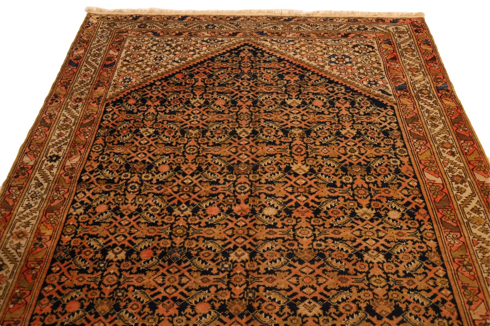 20th Century Malayer Semi-Antique Gallery Size Rug, Red Ivory Navy - 7 x 18 For Sale