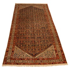 Malayer Semi-Antique Gallery Size Rug, Red Ivory Navy - 7 x 18
