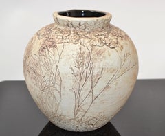 Malaisie Faïence artisanale Brown & Taupe Glaze Bud Weed Vase Pottery 1980