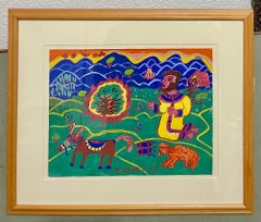 Malcah Zeldis Folk Art Gouache Moses Bible Painting Self Taught Outsider Artist