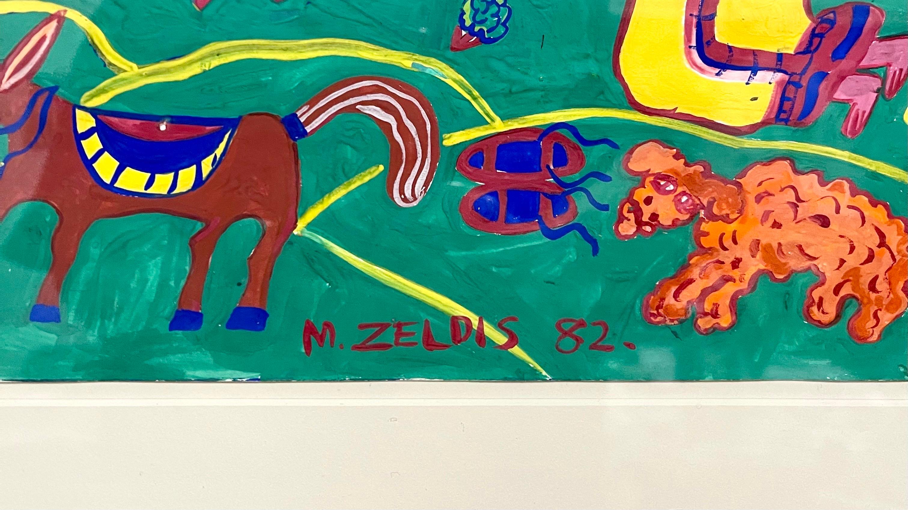 Malcah Zeldis Folk Art Gouache Moses Bible Painting Self Taught Outsider Artist For Sale 3