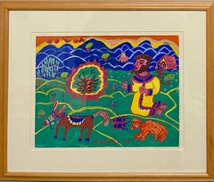 Malcah Zeldis Folk Art Gouache Moses Bible Painting Self Taught Outsider Artist 