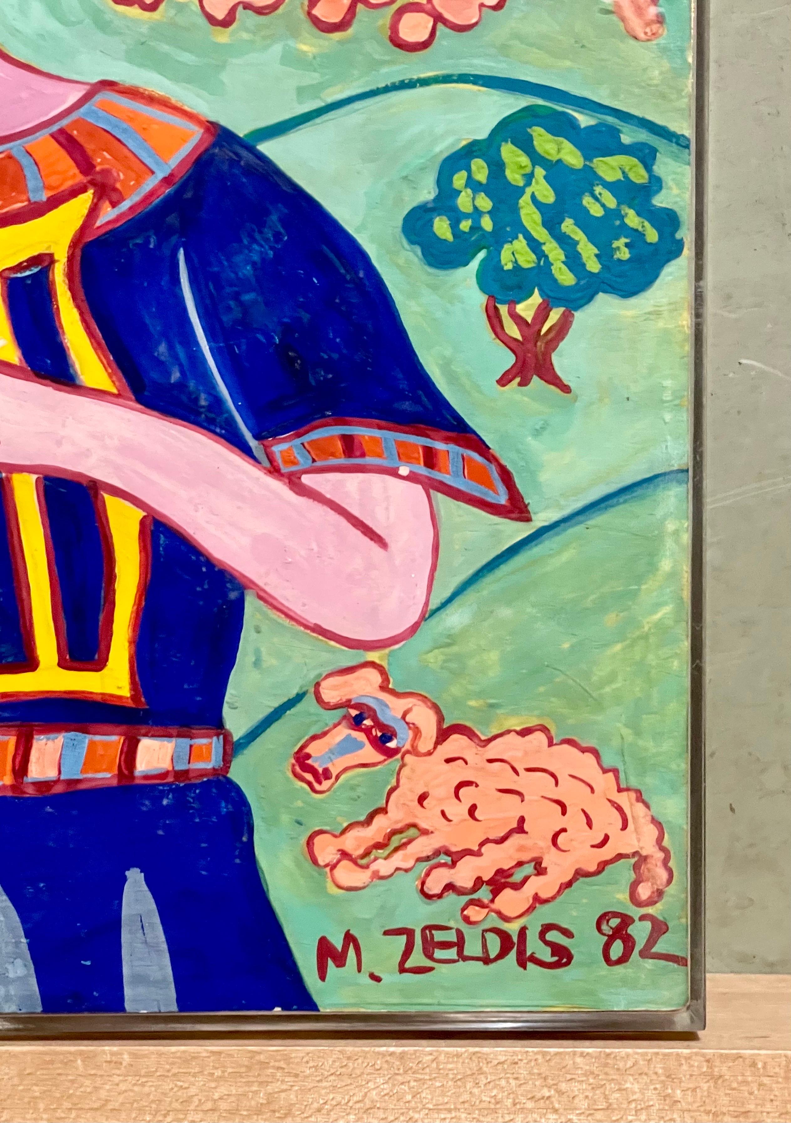 Malcah Zeldis Folk Art Gouache Painting King David Self Taught Outsider Artist For Sale 3