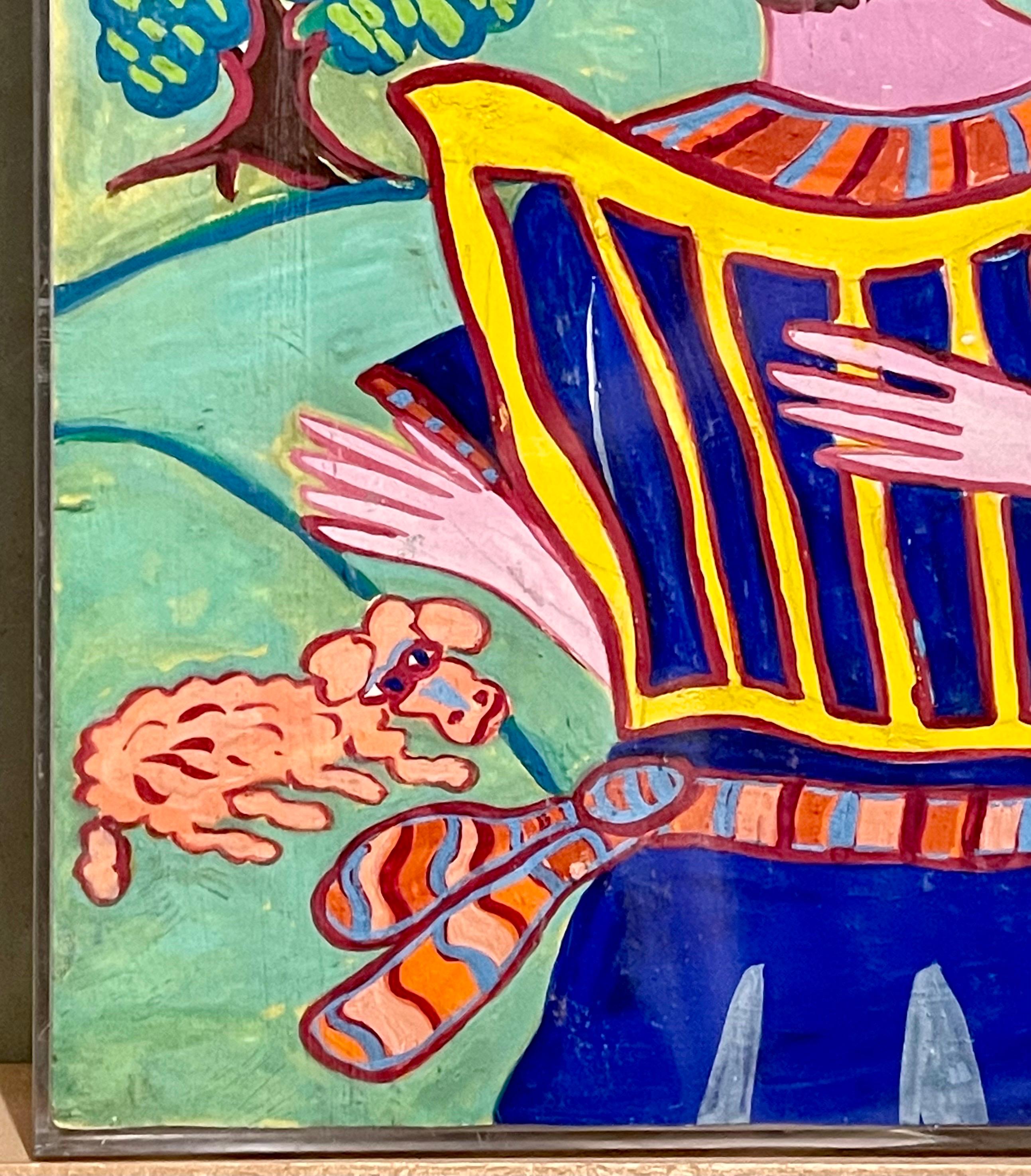 Malcah Zeldis Folk Art Gouache Painting King David Self Taught Outsider Artist For Sale 7