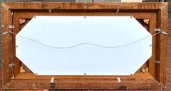 Dipinto astratto a olio su tela in stile Mid-Century Modern, incorniciato, 18x34