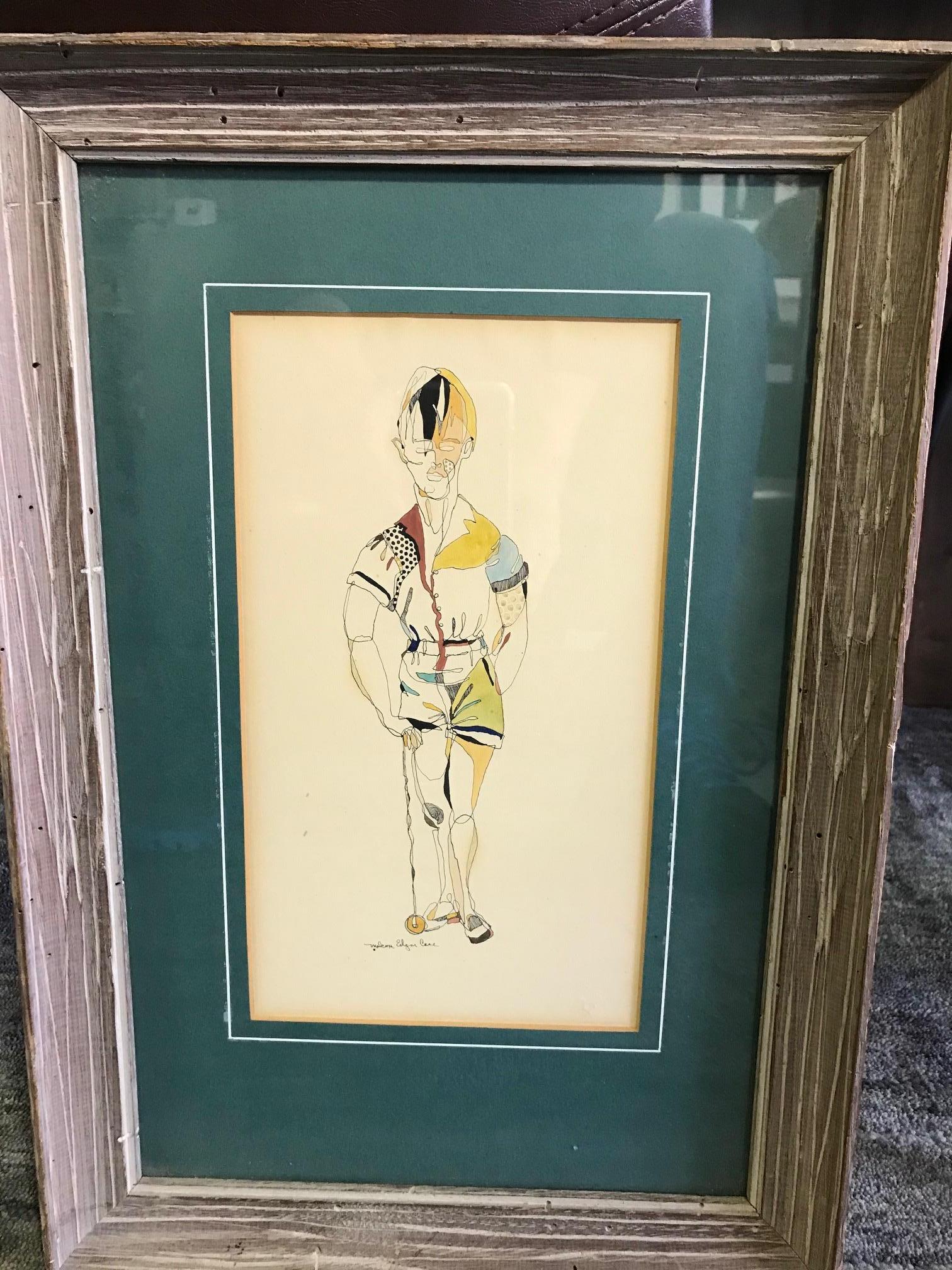 An original work by American artist Malcolm Edgar case.

Signed by the artist below the image.

Framed dimensions: 17.5