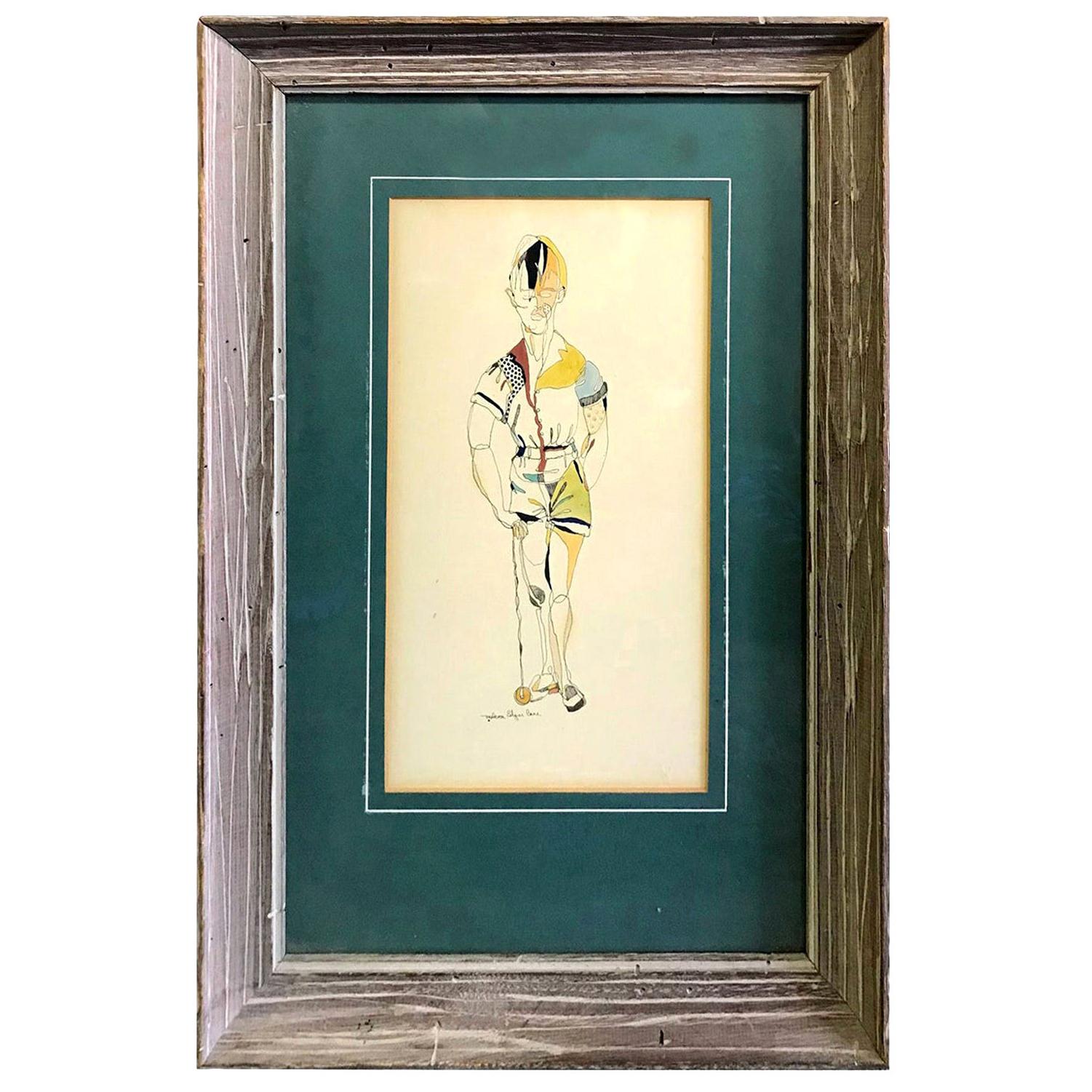 Malcolm Edgar Case Signed Original Water Color and Ink on Paper