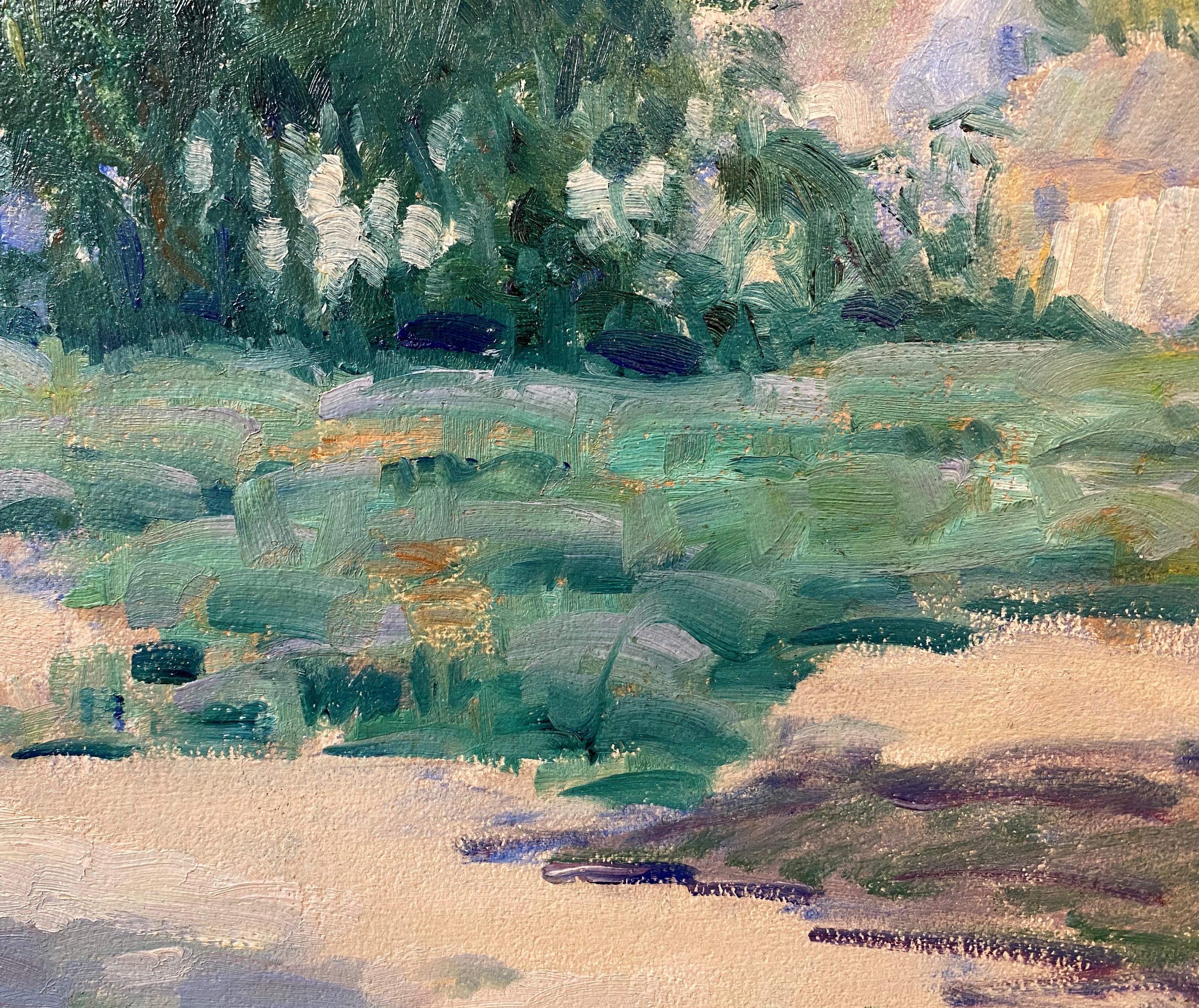 Un paysage impressionniste coloré de Cape Cod par l'artiste américain Malcolm Humphreys (1892-1963). Né à Morristown, dans le New Jersey, Humphreys est diplômé de l'université de Princeton et poursuit sa carrière artistique en suivant les cours de
