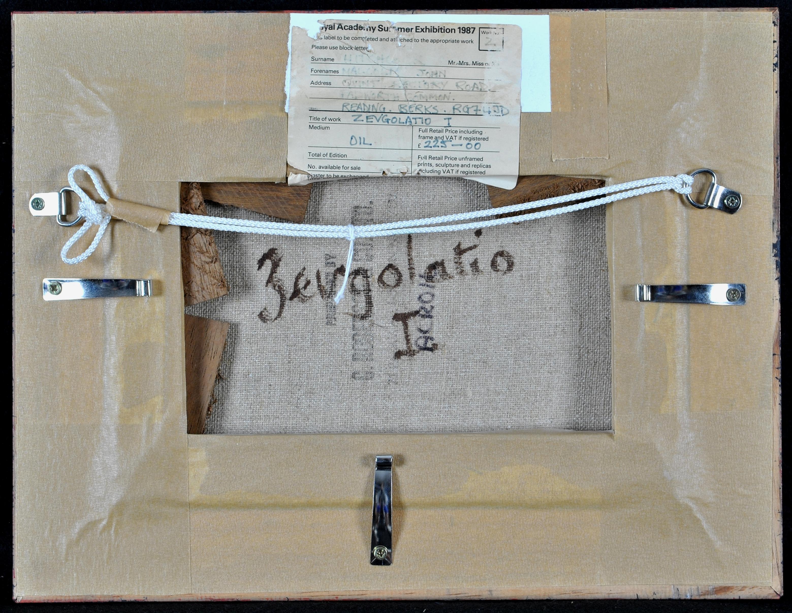 Zevgolatio - Óleo puntillista sobre lienzo Pintura modernista de Grecia en venta 1