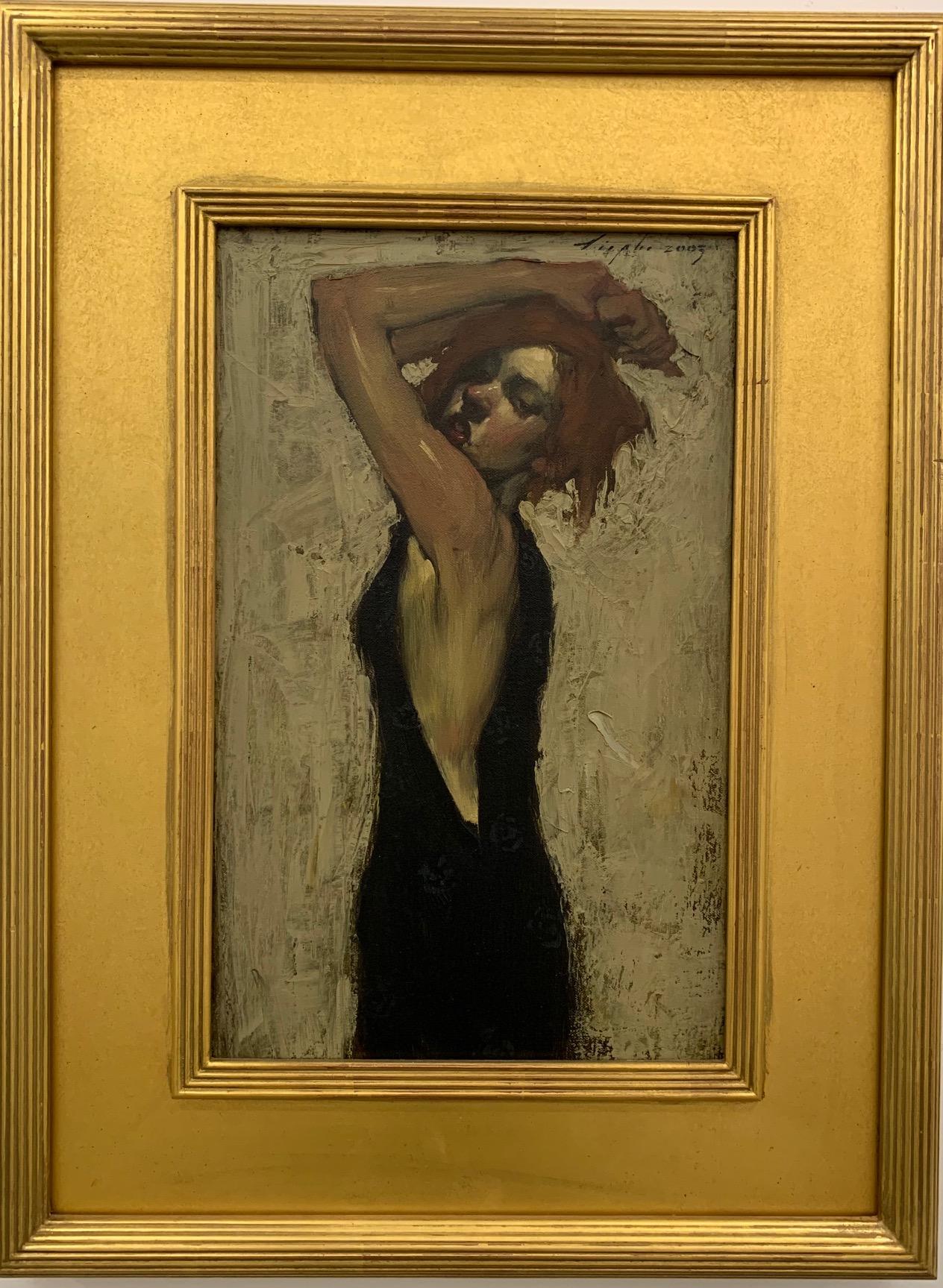 Malcolm Liepke Figurative Painting - "Arms Overhead, " Artwork, Contemporary, Female Figure, Expressionistic, Painting