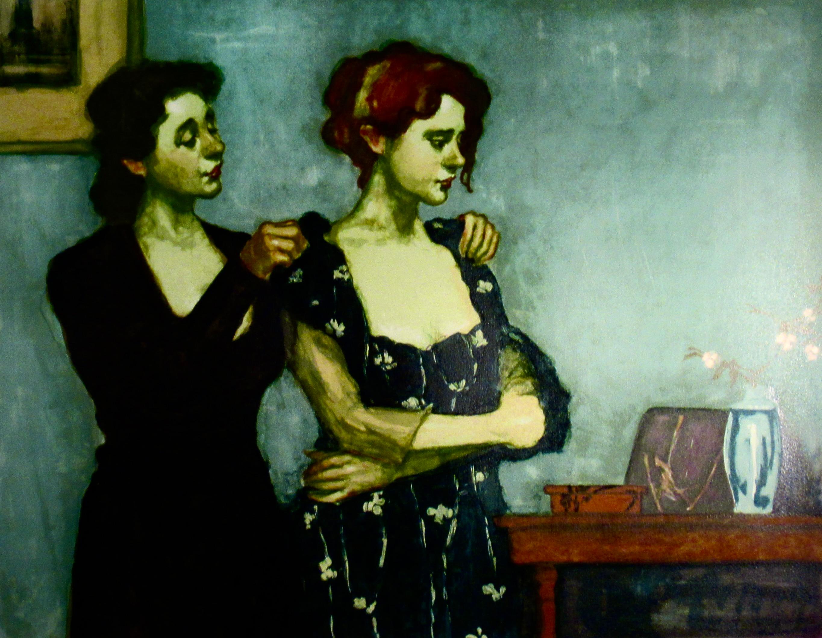 Helping with the Dress - American Realist Print by Malcolm Liepke