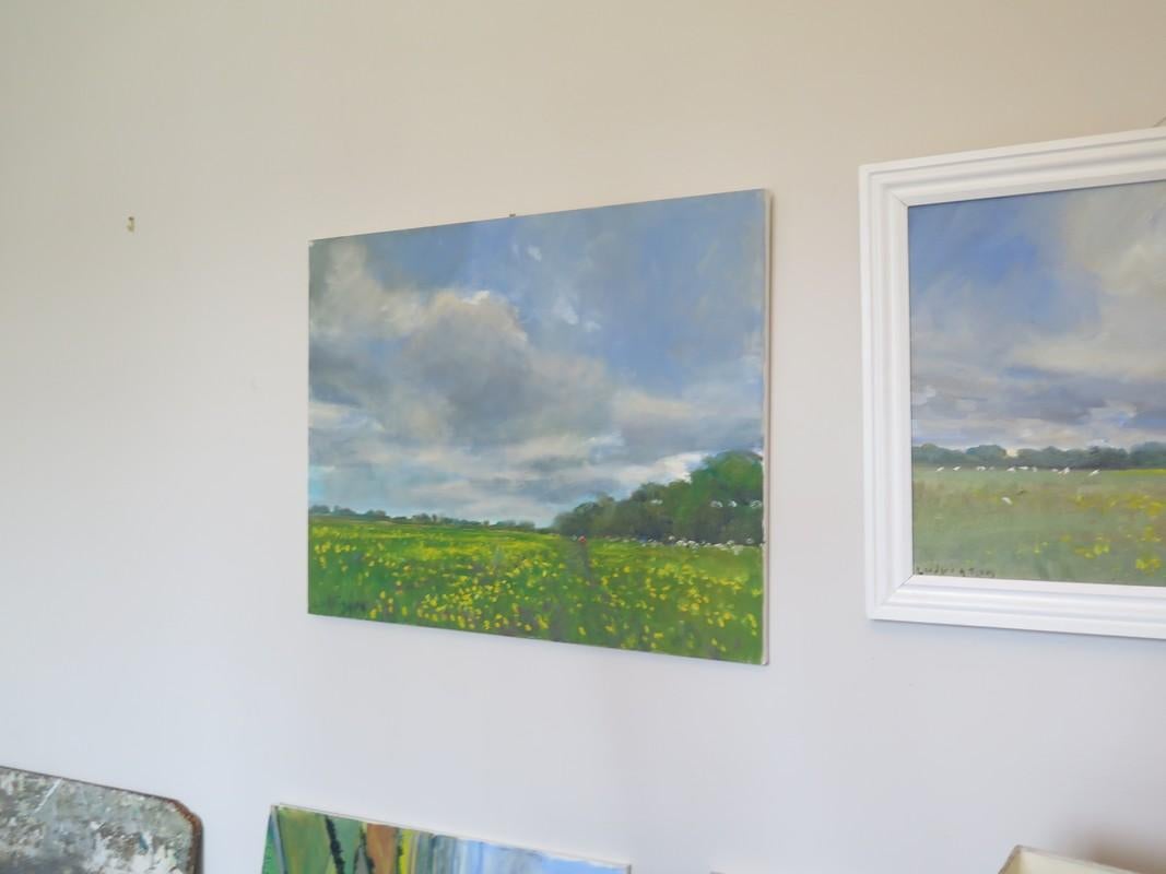 Buttercup Meadow Yorkshire art, landscape art, field art, pastoral art For Sale 3