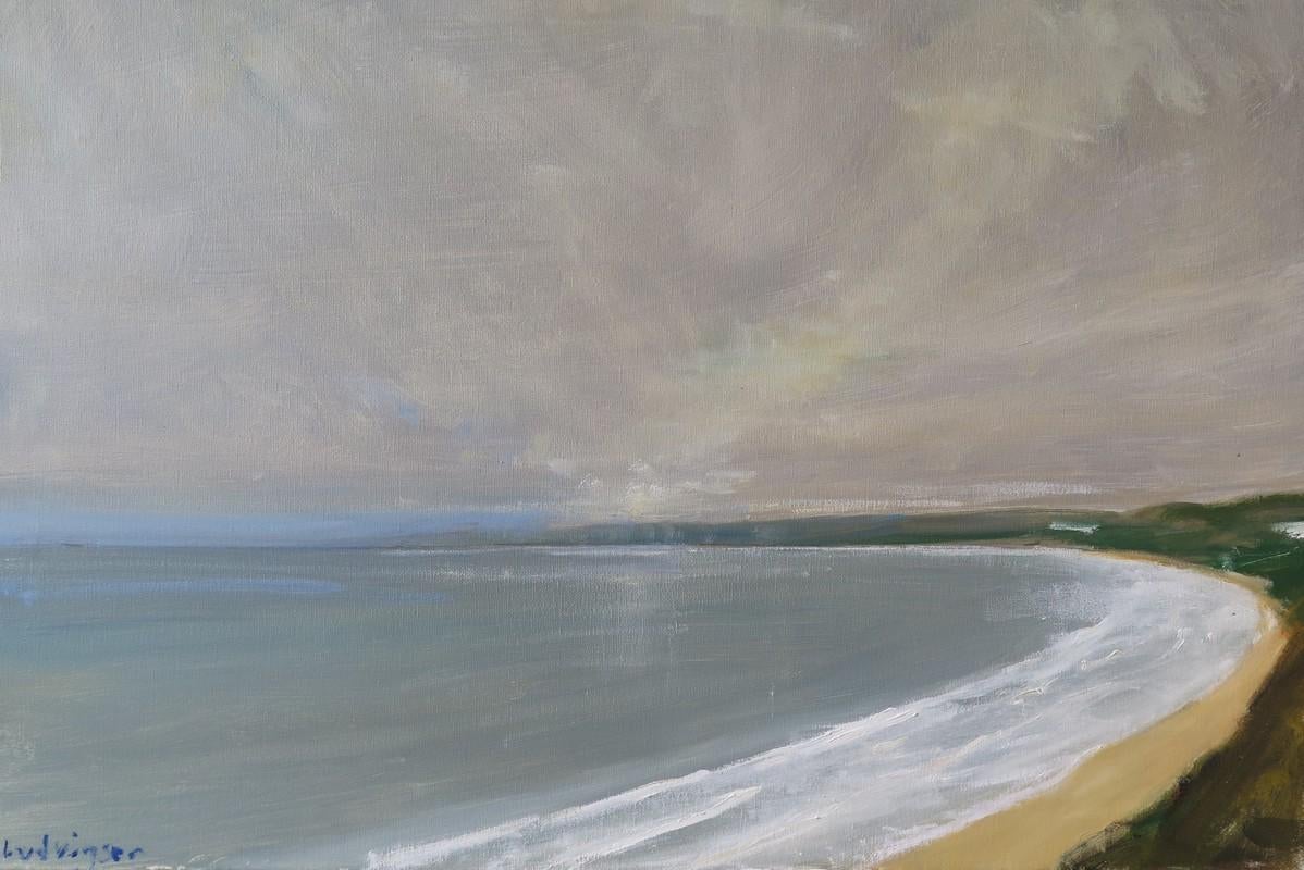 Malcolm Ludvigsen Landscape Painting - Filey Bay, April 17, seascape art, sky art, original art, Yorkshire art