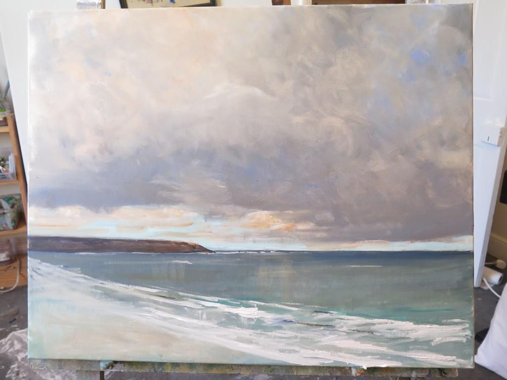 Filey Brigg, Malcolm Ludvigsen, Contemporary Seascape Painting, Art of Yorkshire For Sale 2