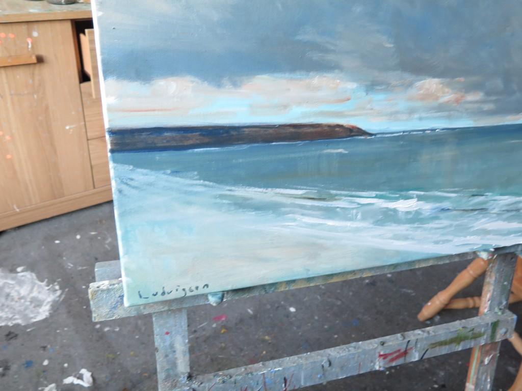 Filey Brigg, Malcolm Ludvigsen, Contemporary Seascape Painting, Art of Yorkshire For Sale 4
