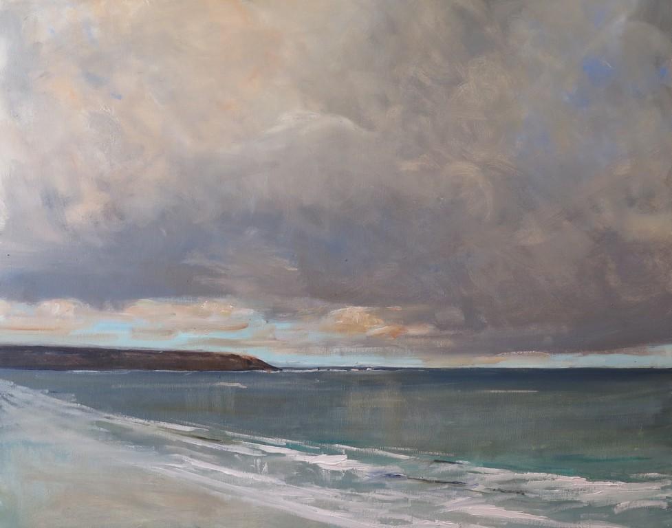 Peinture de paysage marin contemporaine de Filey Brigg, Malcolm Ludvigsen, Art of Yorkshire