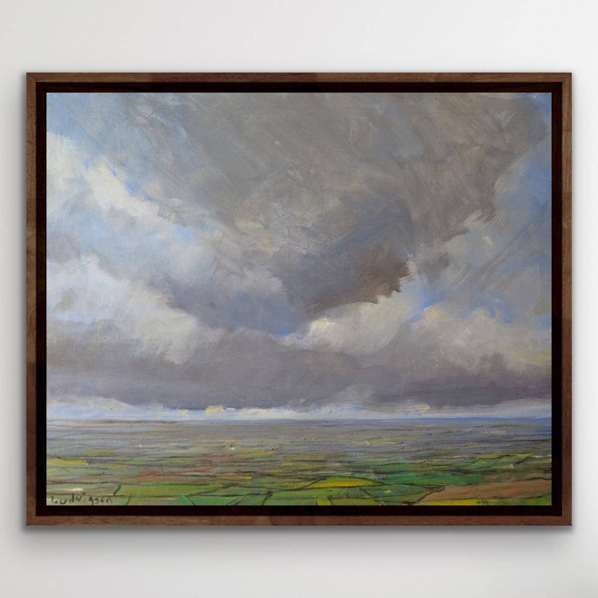 Von Garrowby Hill, zeitgenössisches Landschaftsgemälde, Original-Wolkenlandschaftskunst (Realismus), Painting, von Malcolm Ludvigsen