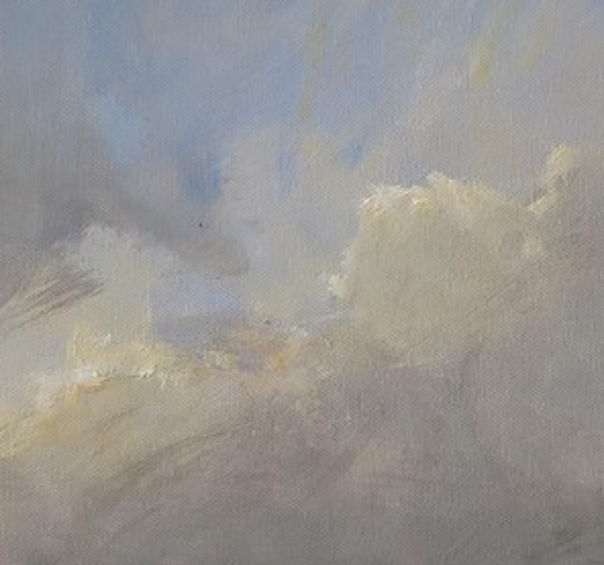Wolds, July 12, landscape art, affordable art, cloud art, plein air art - Realist Painting by Malcolm Ludvigsen