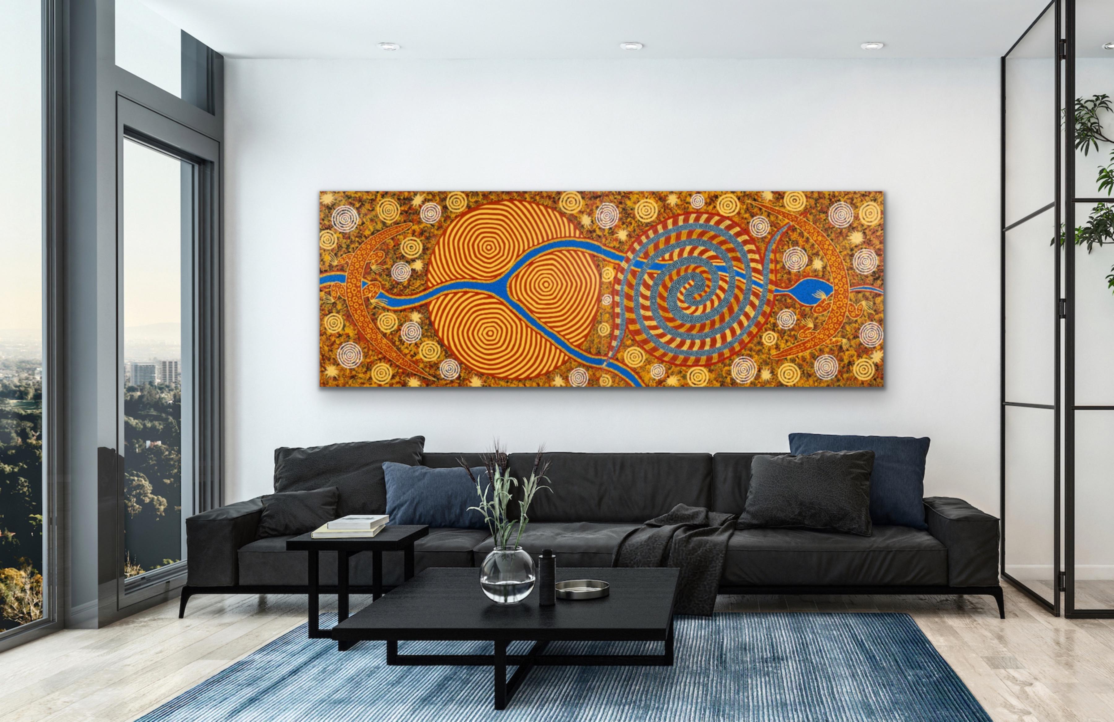 Lander River to Purtulu, Mount Theo - VERY LARGE Colorful Aboriginal Painting For Sale 12